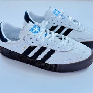 Adidas Samba Low-Top Leather Sneakers White Black Gum Size Men’s 10